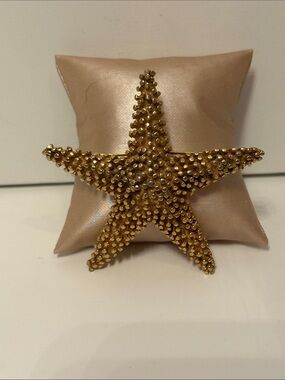 De Nicola Brooch Vintage Gold Starfish Textured MCM Brutalist 3” Statement